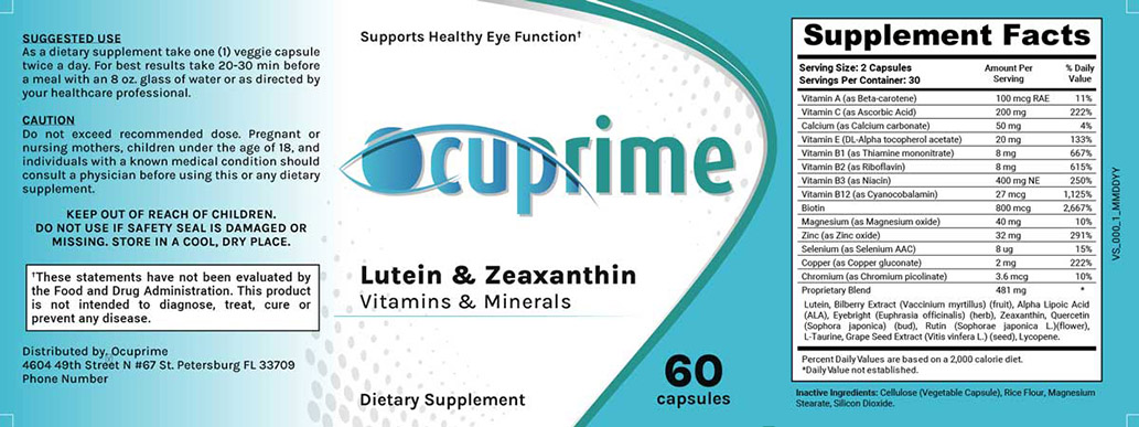 Ocuprime  - Vision Support Label